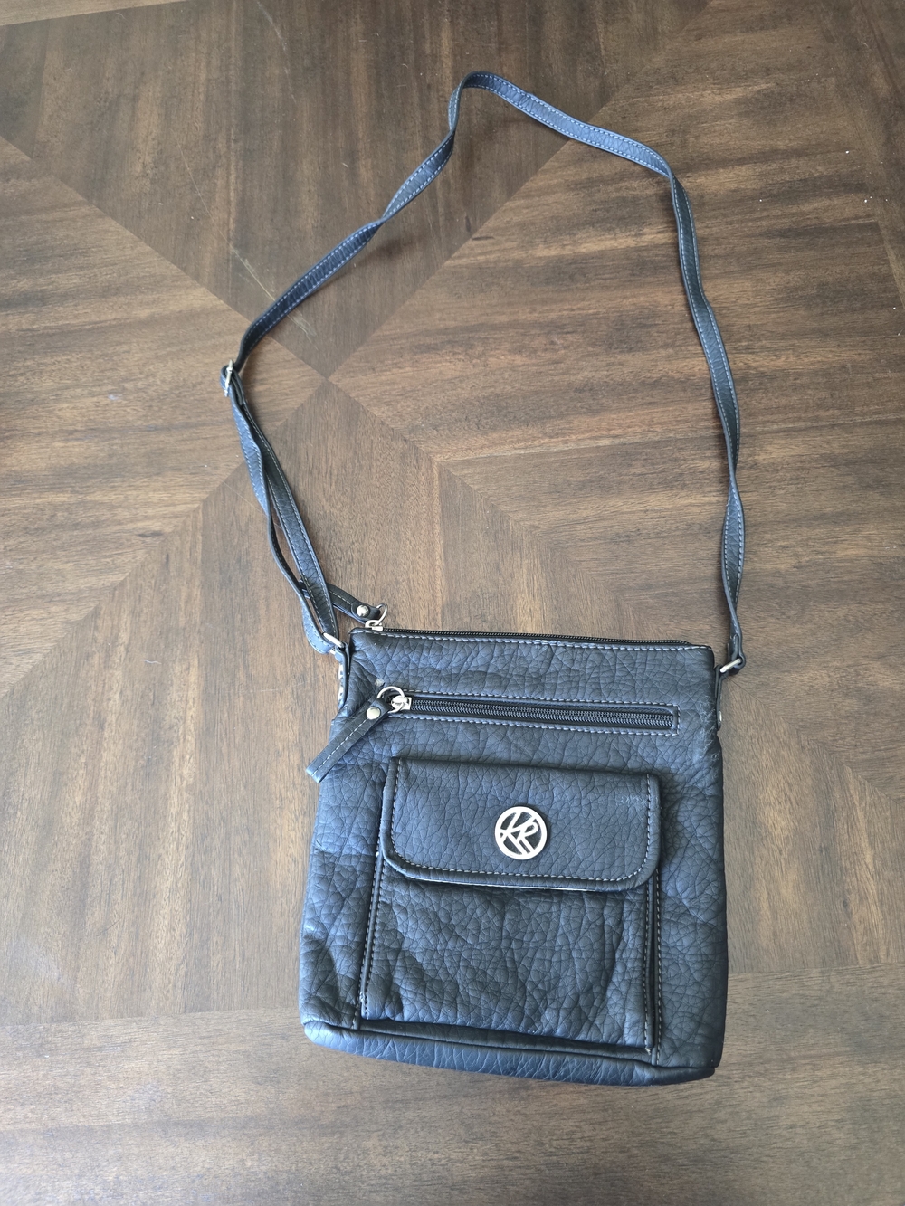 Black Crossbody Shoulder Bag with Front Pocket